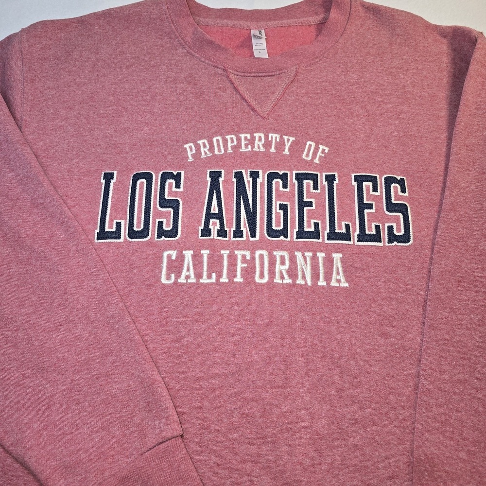 LA Los Angeles California Sweatshirt L J. America Pink Applique Soft Academia